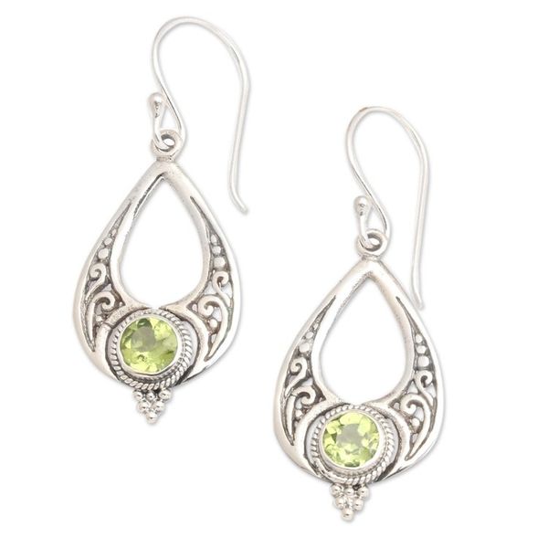 Alternate image for Polished 1-Carat Natural Peridot Drop-Shaped Dangle Earrings Green Realm