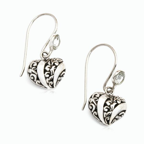 Alternate image for Heart-Shaped Blue Topaz Sterling Silver Dangle Earrings Sweet Love