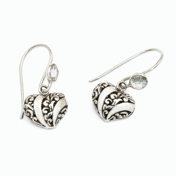Alternate image for Heart-Shaped Blue Topaz Sterling Silver Dangle Earrings Sweet Love