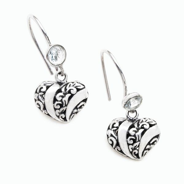 Alternate image for Heart-Shaped Blue Topaz Sterling Silver Dangle Earrings Sweet Love