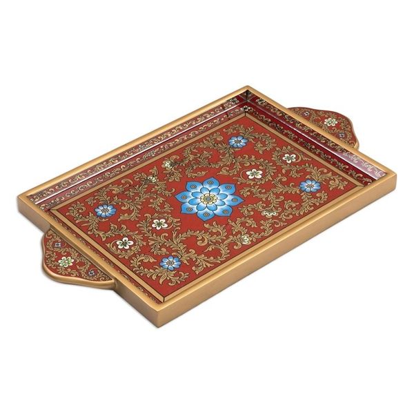 Alternate image for Reverse Painted Glass Serving Tray Crimson Garden