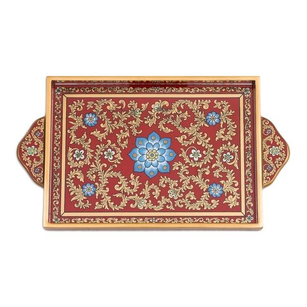 Alternate image for Reverse Painted Glass Serving Tray Crimson Garden