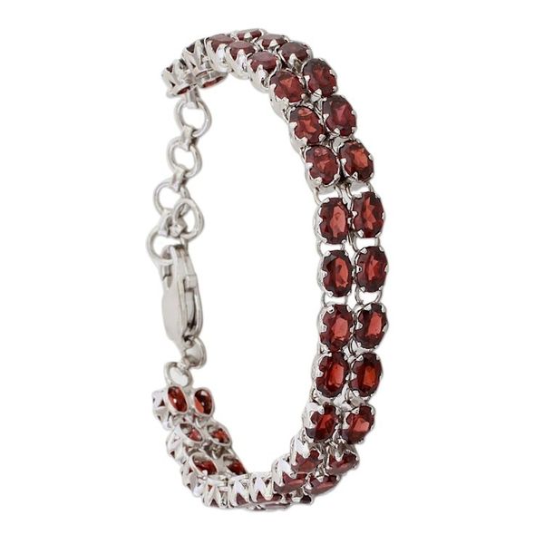 Alternate image for 41 Garnets on 925 Silver Tennis Bracelet Jewelry from India Fiery Glam