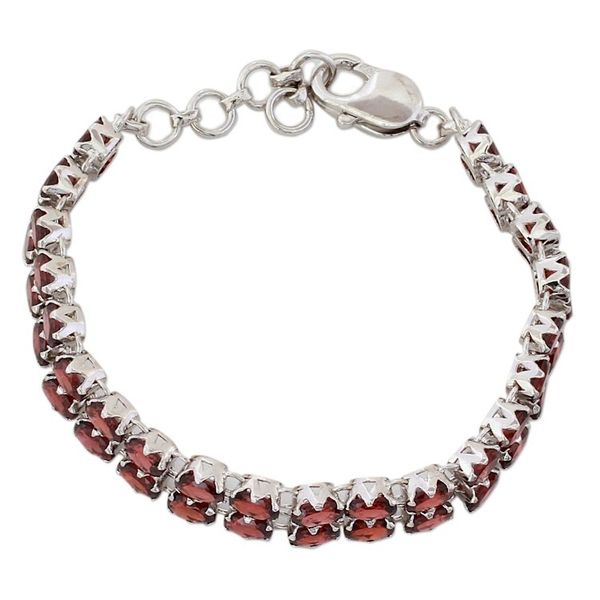 Alternate image for 41 Garnets on 925 Silver Tennis Bracelet Jewelry from India Fiery Glam