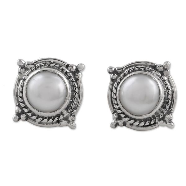 Alternate image for Cultured Pearl and Sterling Silver Earrings from India Morning Crowns