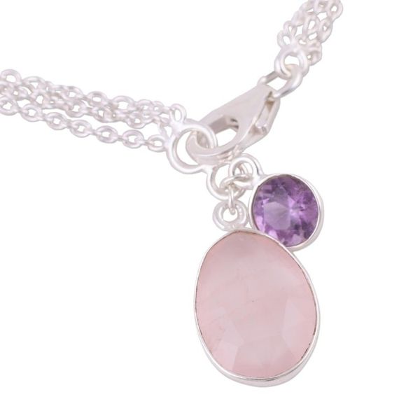 Alternate image for Rose Quartz and Amethyst Charm Bracelet from India Twinkling Harmony