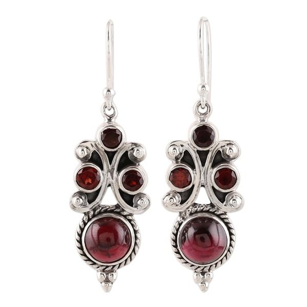 Alternate image for Garnet Multi-Stone Dangle Earrings from India Fiery Radiance