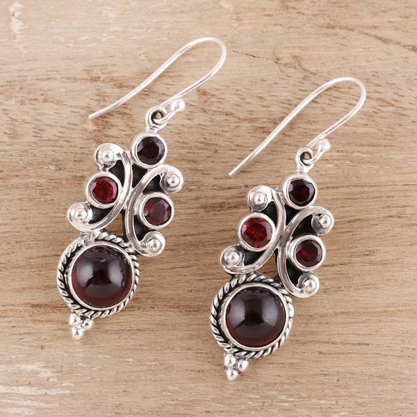 Alternate image for Garnet Multi-Stone Dangle Earrings from India Fiery Radiance