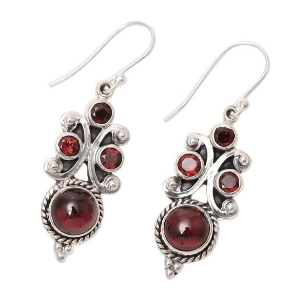 Alternate image for Garnet Multi-Stone Dangle Earrings from India Fiery Radiance