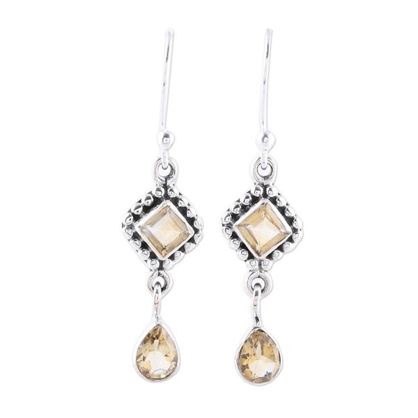 Alternate image for Multi-Shape Citrine and Sterling Silver Dangle Earrings Shimmering Light
