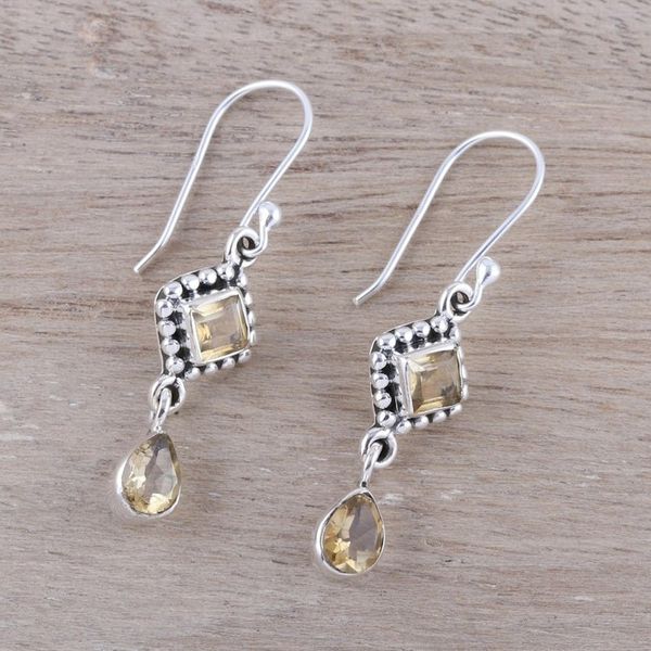 Alternate image for Multi-Shape Citrine and Sterling Silver Dangle Earrings Shimmering Light