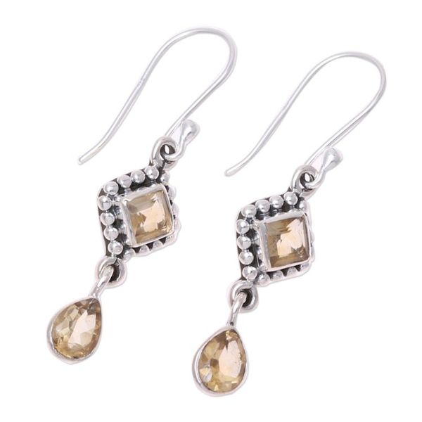 Alternate image for Multi-Shape Citrine and Sterling Silver Dangle Earrings Shimmering Light