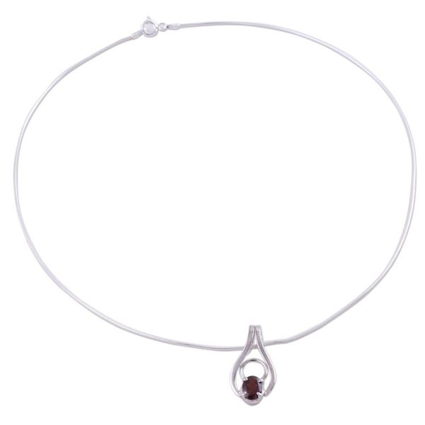 Alternate image for Sterling Silver and Garnet Necklace Modern Jewelry Angel of Love
