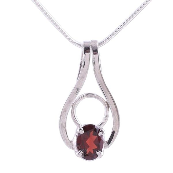 Alternate image for Sterling Silver and Garnet Necklace Modern Jewelry Angel of Love