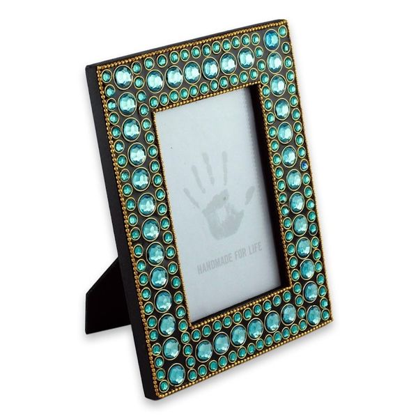 Alternate image for Dazzling Aqua Photo Frame from India 4x6 Aqua Glitz