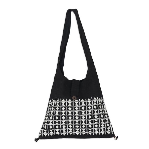 Alternate image for Embroidered Cotton Shoulder Bag Diamond Light