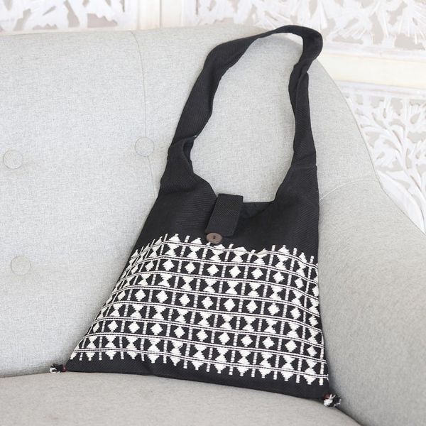 Alternate image for Embroidered Cotton Shoulder Bag Diamond Light