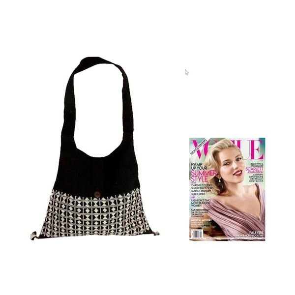 Alternate image for Embroidered Cotton Shoulder Bag Diamond Light