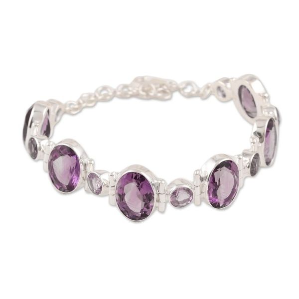 Alternate image for 26-Carat Amethyst Link Bracelet Crafted in India Fabulous Alliance
