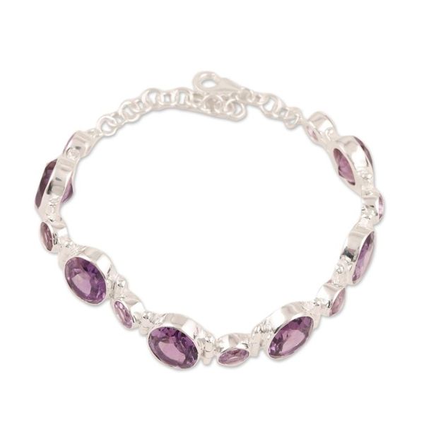 Alternate image for 26-Carat Amethyst Link Bracelet Crafted in India Fabulous Alliance