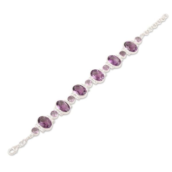 Alternate image for 26-Carat Amethyst Link Bracelet Crafted in India Fabulous Alliance