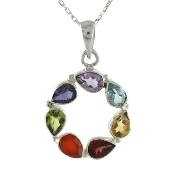 Alternate image for Multi-gemstone Necklace Chakra Jewelry from India Peace Within