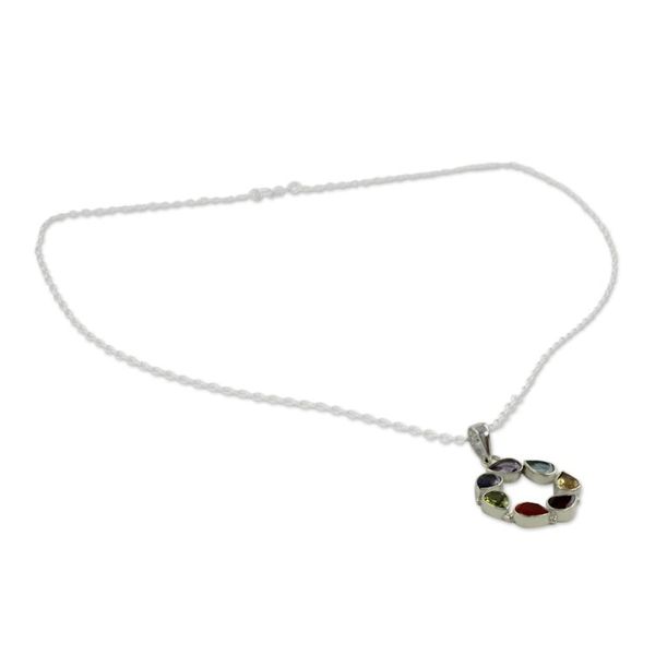 Alternate image for Multi-gemstone Necklace Chakra Jewelry from India Peace Within