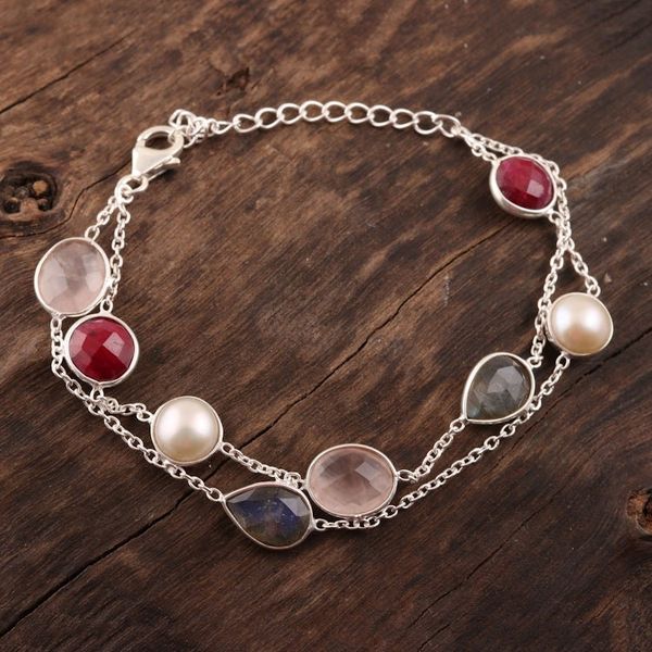 Alternate image for Multi-Gemstone Station Strand Bracelet from India Glamorous Glisten