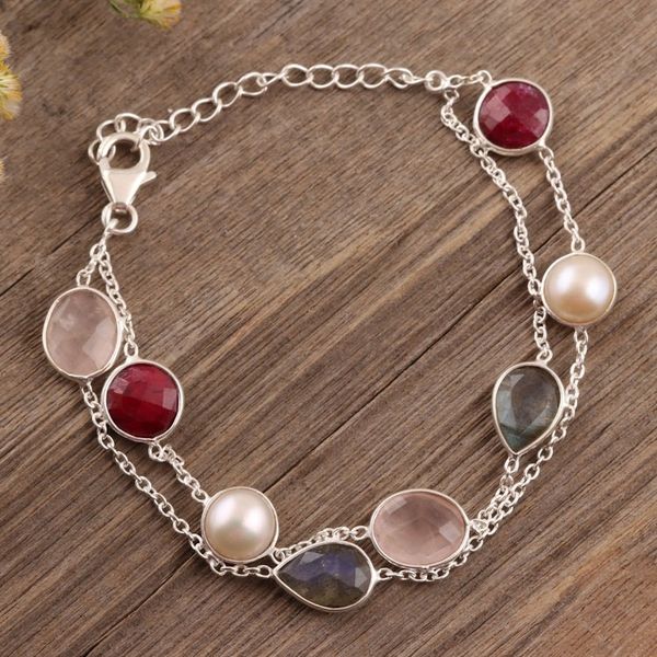 Alternate image for Multi-Gemstone Station Strand Bracelet from India Glamorous Glisten