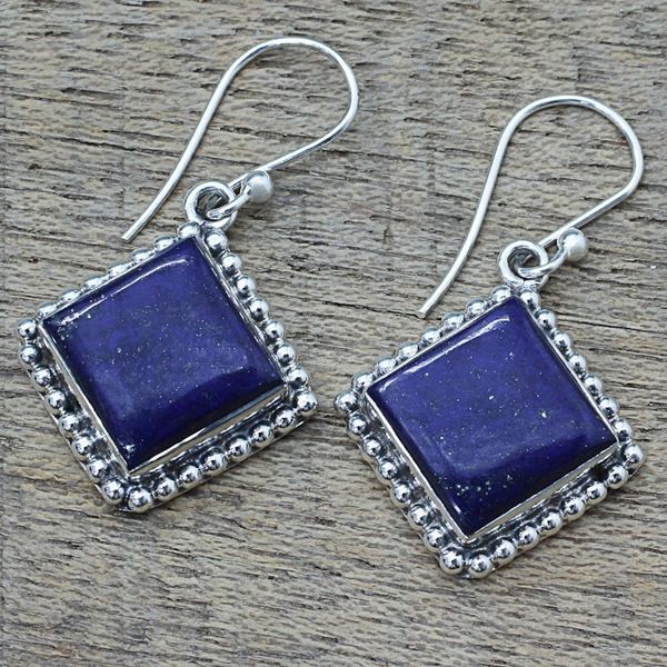 Alternate image for Kite Shaped Sterling Silver Lapis Lazuli Dangle Earrings Blue Kite