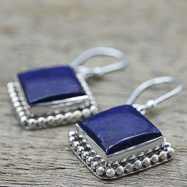 Alternate image for Kite Shaped Sterling Silver Lapis Lazuli Dangle Earrings Blue Kite