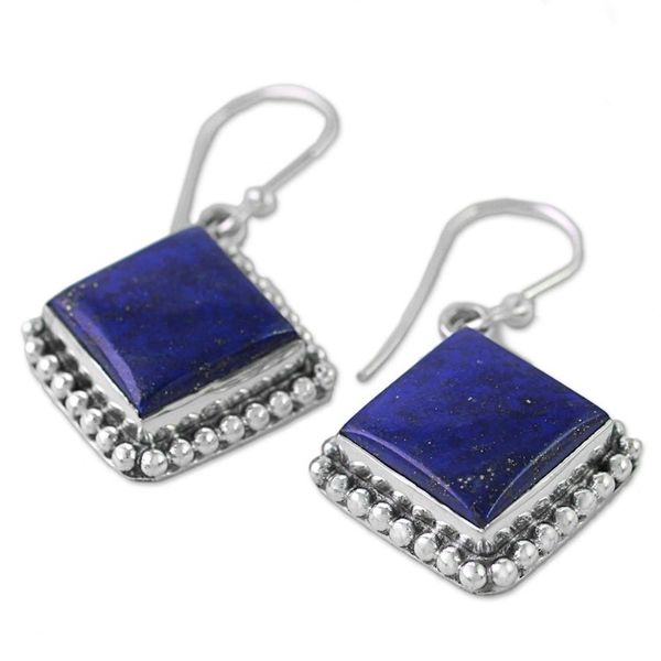 Alternate image for Kite Shaped Sterling Silver Lapis Lazuli Dangle Earrings Blue Kite