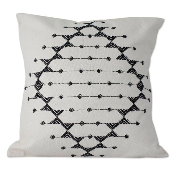 Alternate image for Cotton Patterned Black and Off White Cushion Covers Pair Monochrome Galaxy