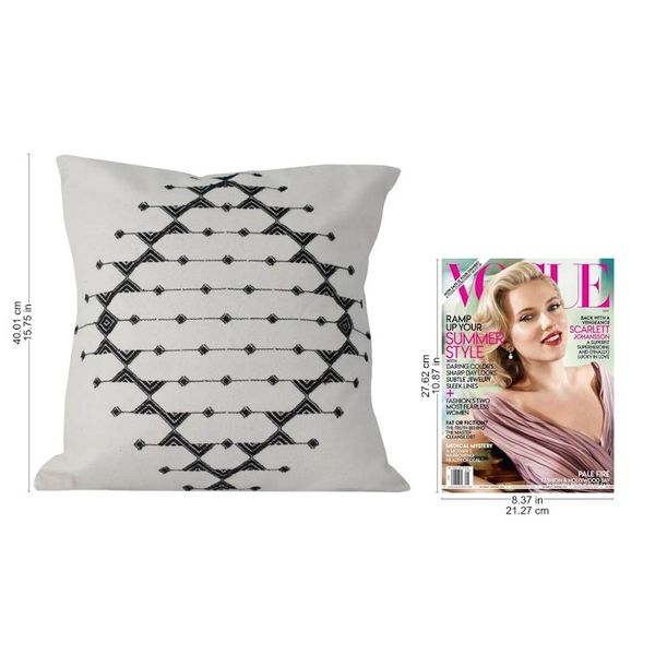 Alternate image for Cotton Patterned Black and Off White Cushion Covers Pair Monochrome Galaxy