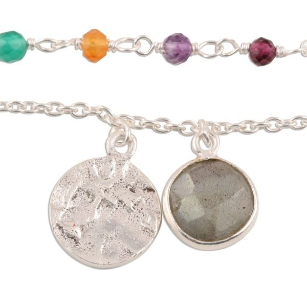 Alternate image for Multi-Gemstone Sterling Silver Bracelet from India Colorful Charm