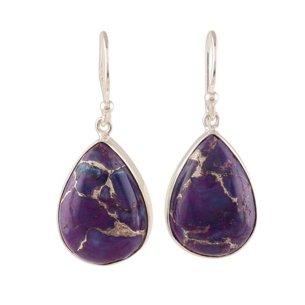 Alternate image for Purple Composite Turquoise Dangle Earrings from India Regal Veins