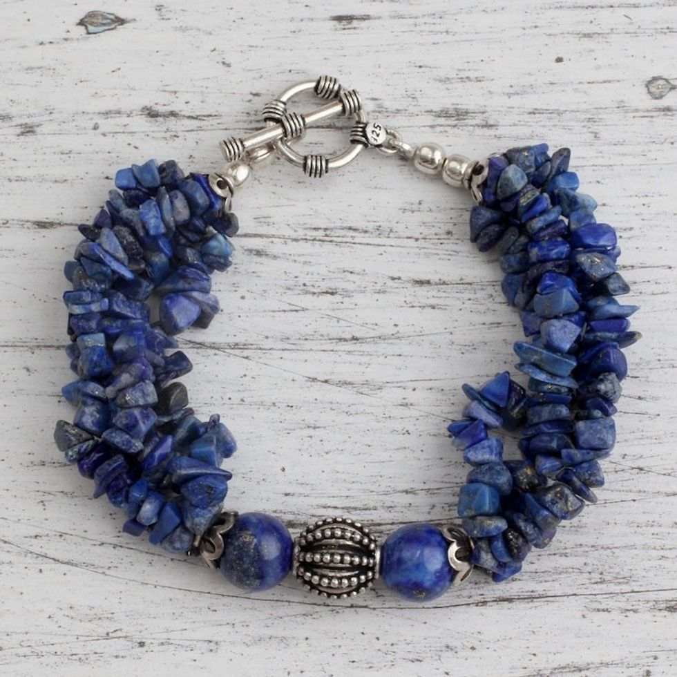 Lapis lazuli torsade bracelet 'Natural Sophistication'