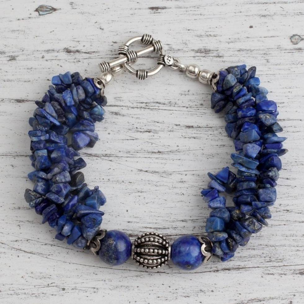 Lapis lazuli torsade bracelet 'Natural Sophistication'