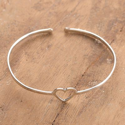 Alternate image for Sterling Silver Heart Cuff Bracelet from India Love Gleams