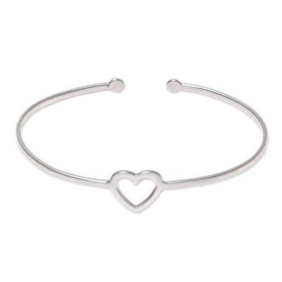Alternate image for Sterling Silver Heart Cuff Bracelet from India Love Gleams