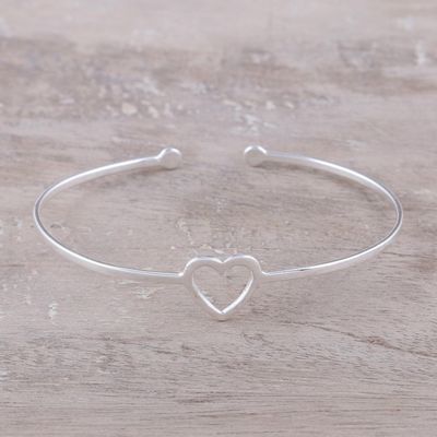 Alternate image for Sterling Silver Heart Cuff Bracelet from India Love Gleams