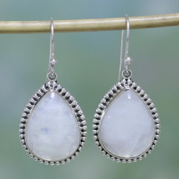 Alternate image for Rainbow Moonstone and Sterling Silver Earrings from India Mystical Charm