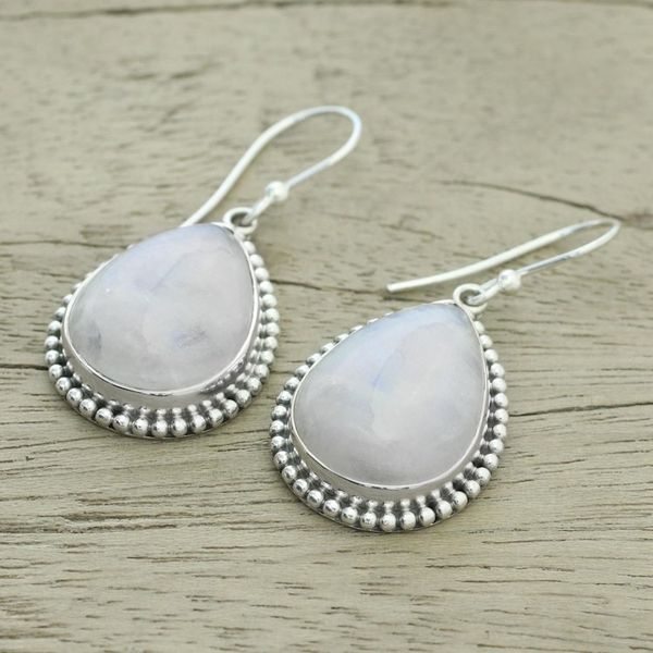 Alternate image for Rainbow Moonstone and Sterling Silver Earrings from India Mystical Charm