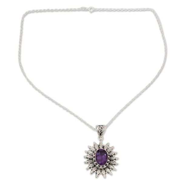Alternate image for 3.5 Carat Amethyst and Silver Artisan Crafted Necklace Eternal Radiance