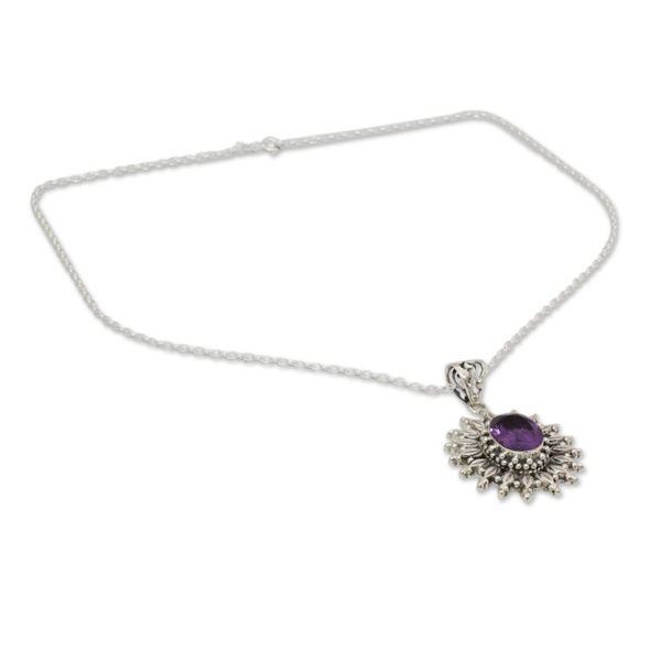 Alternate image for 3.5 Carat Amethyst and Silver Artisan Crafted Necklace Eternal Radiance