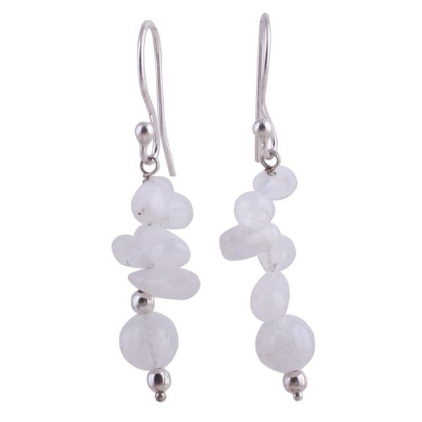 Alternate image for Rainbow Moonstone dangle earrings Towering Clouds