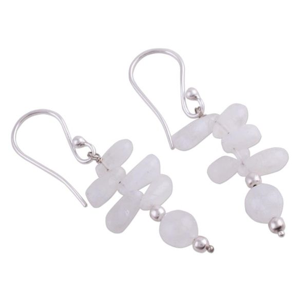 Alternate image for Rainbow Moonstone dangle earrings Towering Clouds
