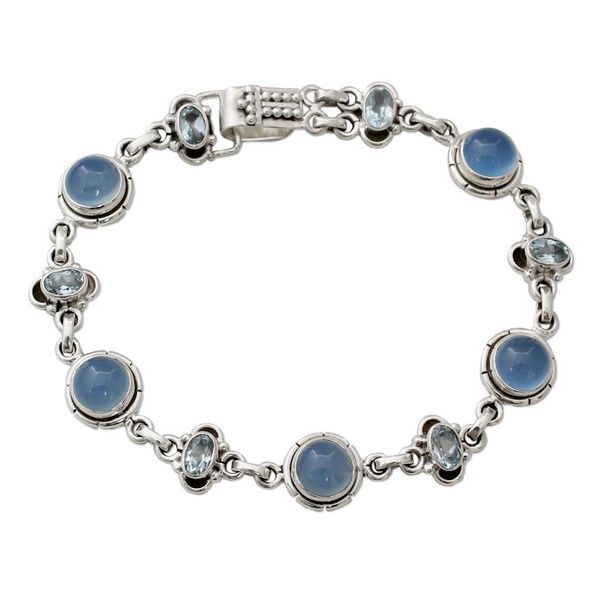 Alternate image for Blue Topaz Bracelet with Blue Chalcedony and Sterling Silver Serene Azure