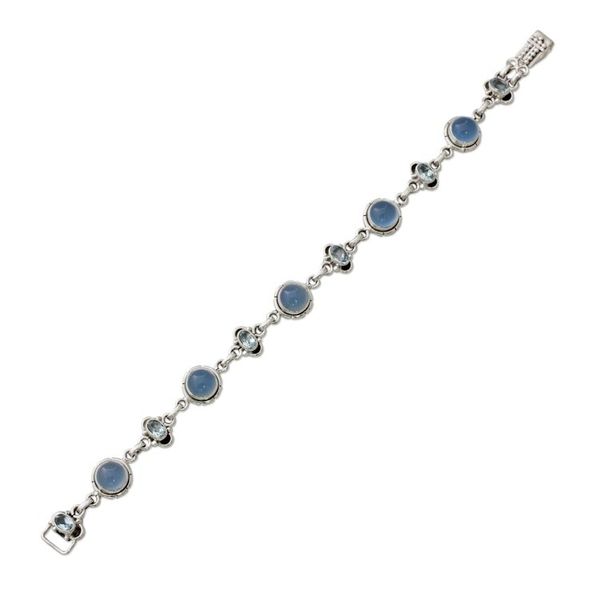 Alternate image for Blue Topaz Bracelet with Blue Chalcedony and Sterling Silver Serene Azure