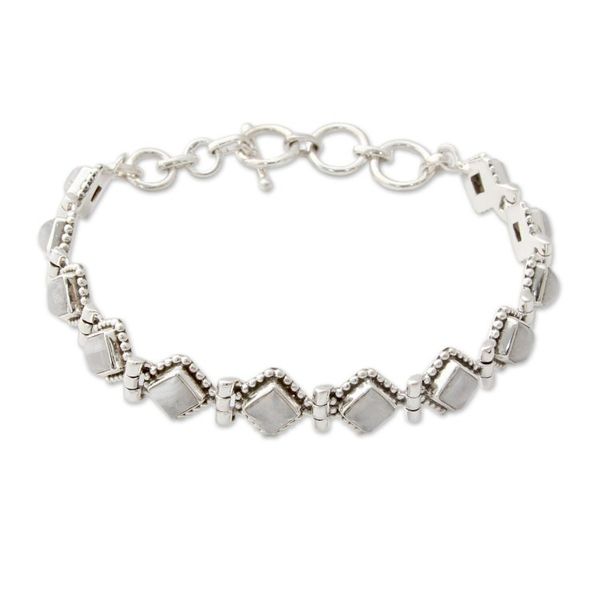 Alternate image for Handcrafted Rainbow Moonstone India Silver Tennis Bracelet Misty Diamonds